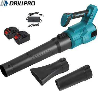 Obrázok produktu pre Akumulátorový fukár na lístie Drillpro 20 V, bezkartáčový motor, 3 rýchlosti, 25 000 ot/min, rýchlosť vzduchu 60 m/s, elektrický turbofukár, s 2x batériami