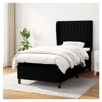 Produktbild von Lattenrost mit Matratze, Schwarz, 90 x 190 cm, Stoff, Plattformbett mit Lattenhalter, einfache Montage, für Schlafzimmer, Erwachsene