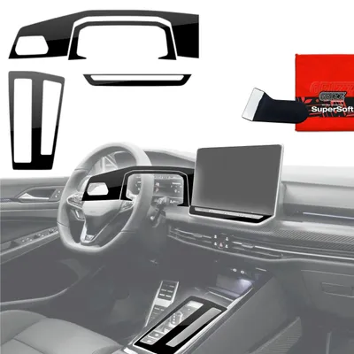 Produktbild von 4in1 Schutzfolien Grizz Protector für Mittelkonsole - Volkswagen Golf 8 (2024-2026) Schwarz Glanz