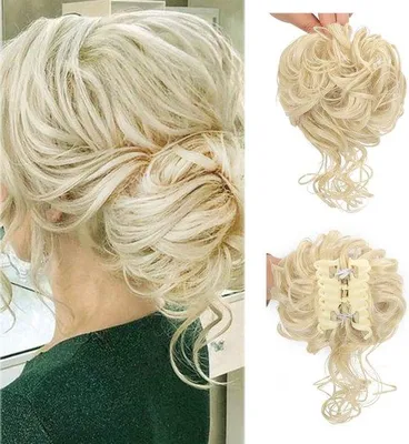 Obrázek produktu pro Vlasový příčesek na sponky – rychlé zapínání – s háčky – 12 x 8 x 5 cm – blond
