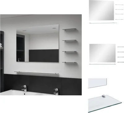 Image de vidaXL Miroir mural avec 5 étagères argenté 80×60 cm - Miroir