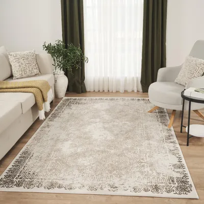 Produktbild von Vintage Teppich Beige – Kurzflor Teppich im Orient-Design, Pflegeleicht & Strapazierfähig 160x230 cm