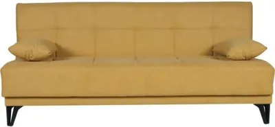 Image de canapé-lit 3 places - LIMRA - Tissu jaune moutarde - 2 coussins - 190 x 87 x 87 cm