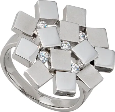 Produktbild von JOBO Damen Ring 925 Sterling Silber rhodiniert teilmattiert 5 Zirkonia Silberring Größe 52