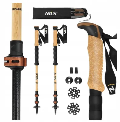 Produktbild von Nils Tk8606 Stöcke Bambus+Aluminium, zusammenklappbar, teleskopisch für Trekking und Berge