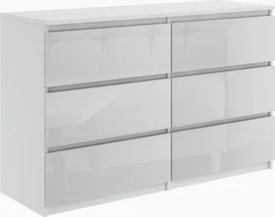 Produktbild von Schöne moderne Kommode 120 cm mit 6 Schubladen in Weiß FURNIFY