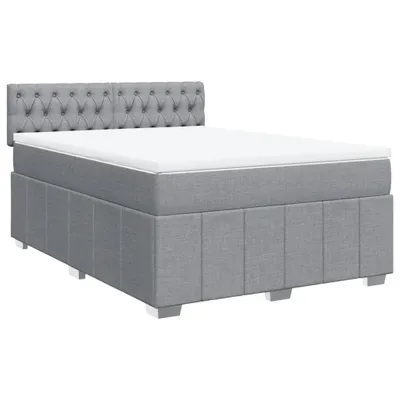 Produktbild von Boxspringbett mit Matratze Hellgrau 160x200 cm Stoff