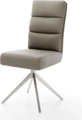 Produktbild von DELIFE Drehstuhl Pela-Flex Echt-Leder Schlamm Kreuzgestell breit Edelstahl 360° drehbar Wippfunktion Taschenfederkern