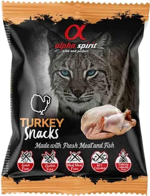 Produktbild von alpha spirit Cat Snack gewürfelt Pute 50g