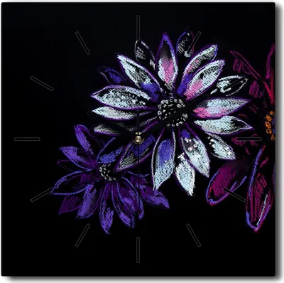 Produktbild von Coloray Uhr auf Leinwand 30x30 cm Wand Uhr Dekoration Wohnzimmer Segeltuch schwarze Hände -Blumen Pflanzennatur