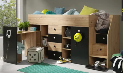 Produktbild von Kinderetagenbett Smart 3 mit Treppe und Schreibtisch