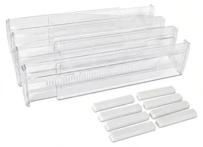 Zdjęcie produktu dla Przegrody do szuflad regulowane przezroczyste zestaw 4 sztuk organizer