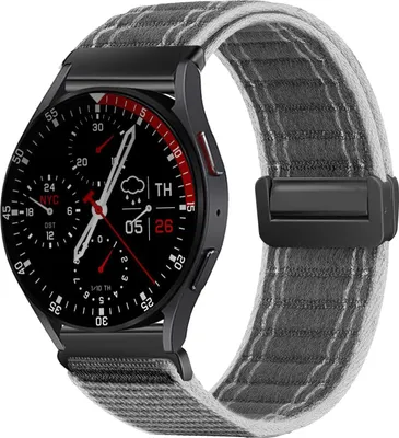 Produktbild von Smartwatch Armband für Samsung Galaxy Watch7 40mm Nylon Textil Band Ersatzband Wechselband Magnetverschluss flexibel atmungsaktiv Grau