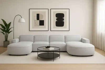 Produktbild von Kaiser Möbel Ecksofa Cursal Round U-Form, Stoff Artico, Nata