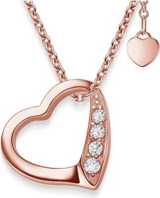 Produktbild von Halskette Damen Silber 925 Frauen Kette mit Zirkonia Herzanhänger