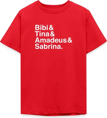Produktbild von Spreadshirt Bibi Und Tina Amadeus Sabrina Typographie weiß Teenager T-Shirt, 134/146 (9-11 Jahre), Rot