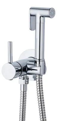 Bidetkraan mit Druckschließbrause, 1,20 m Schlauch, Messing, Chrom
