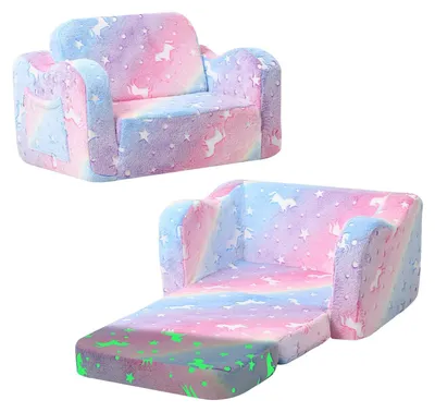 Kinderbank ausklappbar 2-in-1 Schlafsofa Regenbogen