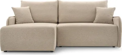 Produktbild von BETTSO Bequemes hellbeiges Ecksofa LORENZA mit Bettzeugablage Links