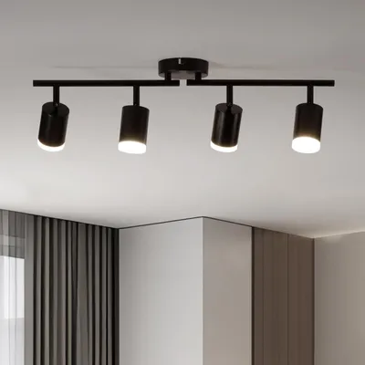 Deckenleuchte 4 Spots LED drehbar schwarz GU10 ohne Leuchtmittel