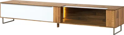 Image de MASSIVMOEBEL24 | Meuble TV en bois de chêne 200x43x42 naturel/blanc WIEN #114