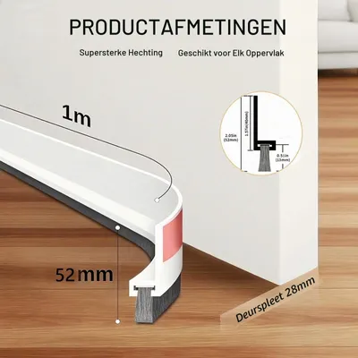 Produktbild von Zugluftstopper Türbürste - 100 cm - Weiß - Braun
