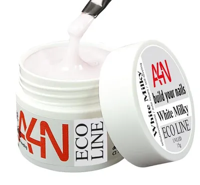 Produktbild von ECO-LINE Milky White UV Modellage-Gel Aufbaugel milchig weiß, selbst glättend mit besten Haftungseigenschaften für den Aufbau o. Naturnagelverstärkung