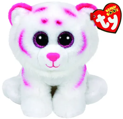 Zdjęcie produktu dla TY Beanie Boos S 15cm Glubschi Asia Tiger White Neon Pink Miękka zabawka przytulanka
