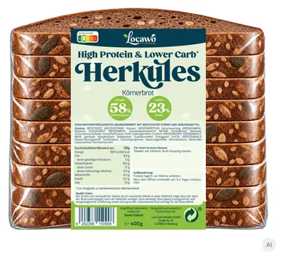 Produktbild von Locawo High Protein Low Carb Herkules Eiweißbrot 400g
