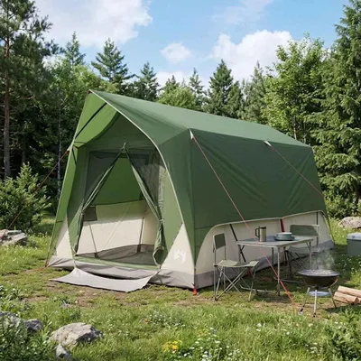 Produktbild von Tunnelzelt mit Dach Grün 8-Personen Polyester und Stahl - Campingzelte c2592
