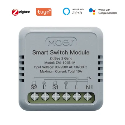 Zdjęcie produktu dla Moduł inteligentnego przełącznika Tuya ZigBee, przenośna automatyka domowa, przełącznik zasilania DIY, kontrola czasu, sterowanie głosowe, przełącznik, kompatybilny z Google Home i Amazon Alexa