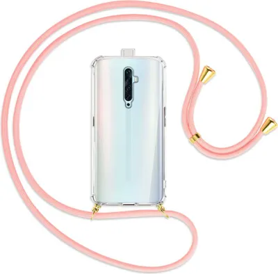 Produktbild von Handykette Backcover-Schutzhülle mit Band (Metall goldfarben) für Oppo Reno2 Z / Reno2 F - rosa