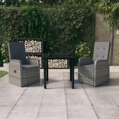 Image de The Living Store Ensemble de jardin 3 pièces avec coussins Gris