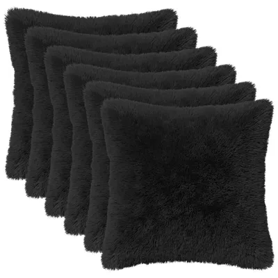 Immagine prodotto di Cuscini decorativi vidaXL, confezione da 6, colore nero, 30 x 30 cm, in pile di poliestere