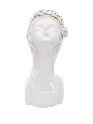 Produktbild von Mauro Ferretti Vase Junge Damenrosen Weiß Gold 10x14x26 cm