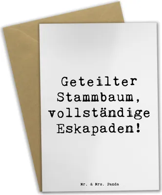 Produktbild von Mr. & Mrs. Panda Grußkarte Spruch Halbbruder Eskapaden - Weiß - Geschenk, dankeskarten, Freude, Schabernack, hochzeitskarten, weihnachtskarten, Geschenke, Liebe, Familie