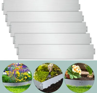 Produktbild von Aopunly Rasenkante Metall Beeteinfassung Beetumrandung Mähkante Palisade Beetrand 100x18cm 20m
