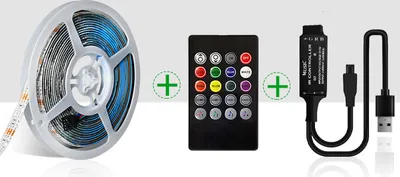 Produktbild von INF 5M RGB LED Streifen Lichter Kit mit 20-Tasten Musik Fernbedienung
