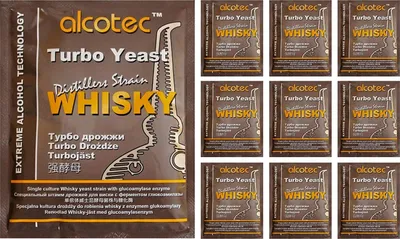 Produktbild von AlcoTec Turbohefe Whisky + GA Enzym Alkohol Gärhefe Hefe Brennhefe, 10 Stück