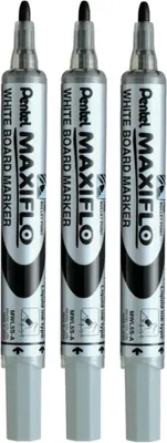 Produktbild von Pentel Maxiflo MWL5S Whiteboard-Marker Schwarz, 3er Pack