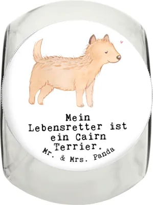 Produktbild von Mr. & Mrs. Panda Dose Cairn Terrier Lebensretter L 870ml - Weiß - Geschenk, Keksdose, leckerlidose, schraubglas, Vorratsbehälter, glasbehälter