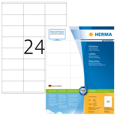 Produktbild von Etiketten Premium A4, weiß 70x36 mm Papier matt 12000 St.