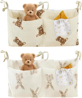 Produktbild von Babybett Organizer 2 Stück, Hängeorganizer, weiche Baumwolle, für Kinderzimmer