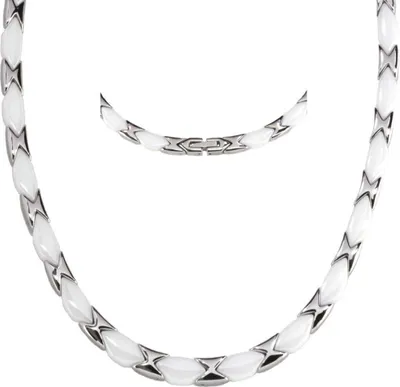 Produktbild von Damen Collier aus weißer Keramik und Edelstahl 50 cm
