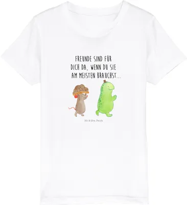 Produktbild von Mr. & Mrs. Panda Kleinkinder T-Shirt Schildkröte Maus 3-4 Jahre (98/104) - Weiß - Geschenk, Teenager, Beste Freundinnen, Freunde, Kinder Bio, Kindershirt, Shirt, Öko
