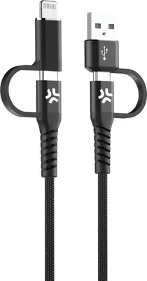 Obrázek produktu pro Kabel 4 v 1 USB-C/USB-A na USB-C/Lightning Max 60 W 2 m Černá