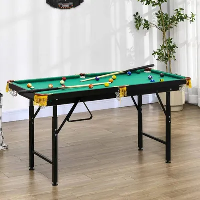 Zdjęcie produktu dla Składany stół do bilarda, z regulowaną wysokością | Kolor: Zielony | Wymiary: 60x140x55-75 cm