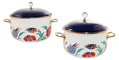 Image de Ensemble de deux cocottes profondes « Premium » en émail Serenk, 20-24 cm