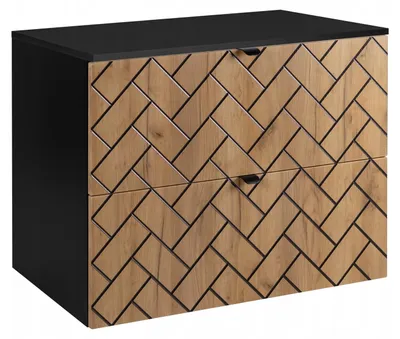 Zdjęcie produktu dla Szafka Łazienkowa Wisząca Pod Umywalkę Nablatową Rensan 80X46 Cm Czarny Dąb