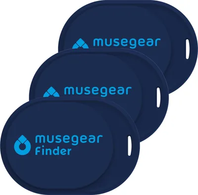 Produktbild von musegear® Schlüsselfinder Mini mit Bluetooth App I Keyfinder laut für Handy in dunkelblau - 3er Pack I GPS Ortung/Kopplung I Schlüssel Finden